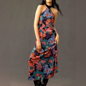 FARM RIO Sleeveless Halter Bow Floral Midi Dress Size XL/NWT